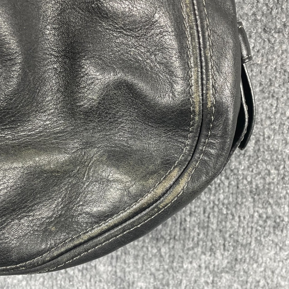 VTG Coach Purse Hobo Black Zoe Leather Cross Body Bag Brass Heavy Charm Tag Y2K - Picture 9 of 16